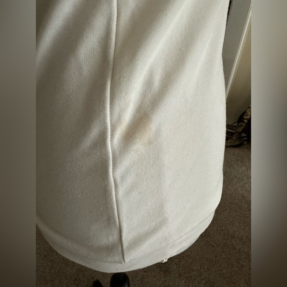 Alythea Ivory White Top Side Zip Off Shoulder Shoulder Tie Peasant Sleeve Size M - Picture 11 of 11